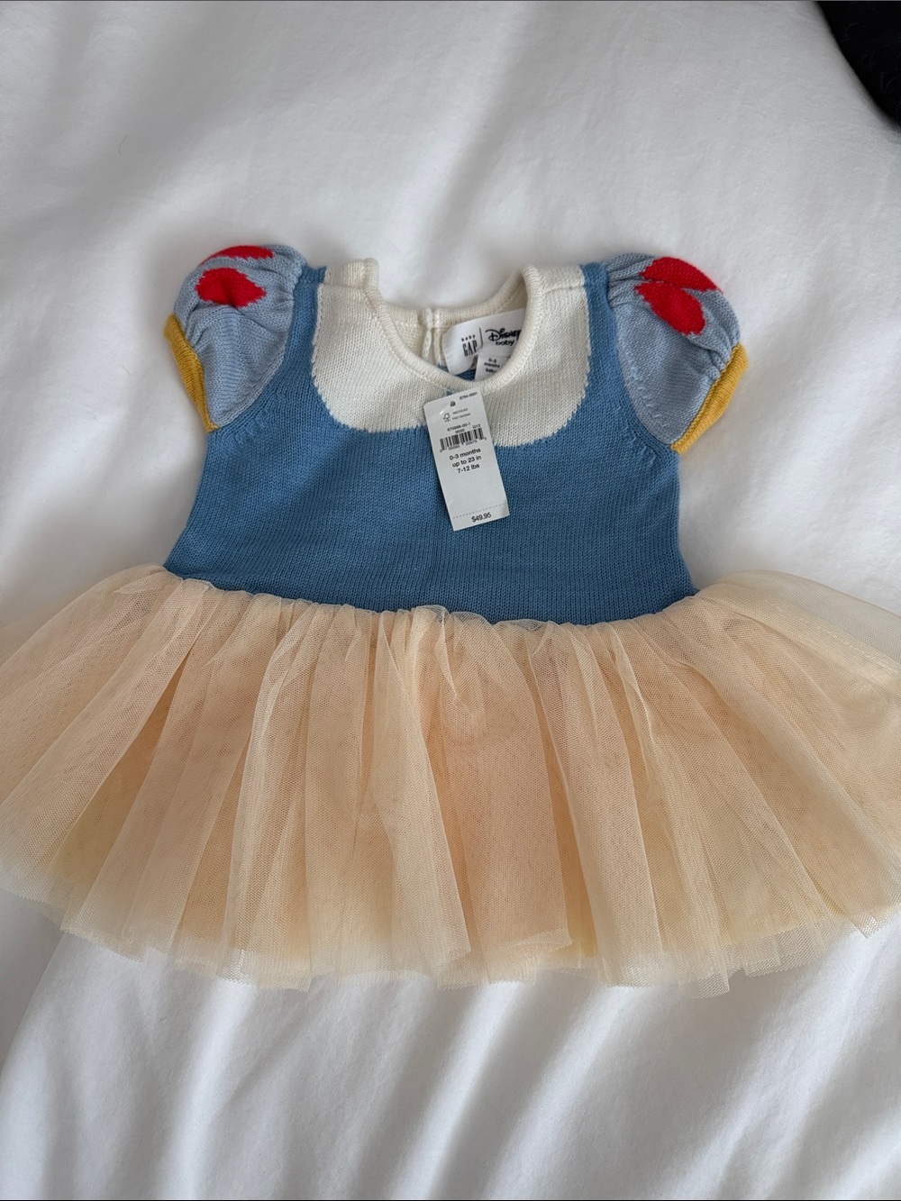 GAP Blue, Cream & Red Tulle Princess Costume Dress snowwhite tutu 0-3mo